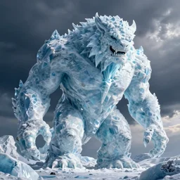 Giant humanoid ice monster by greg rutkowski