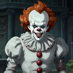 Stephen King as Pennywise, it really looks like stephen king, ambient lighting, 4k, anime key visual, lois van baarle, ilya kuvshinov, rossdraws, artstation