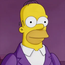 platon closeup photograph of homer simpson in a purple suit, photorealistic, studio lighting, ektachrome, detailed, intricate, face detail