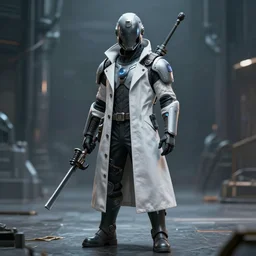 photo of a futuristic plague doctor warrior