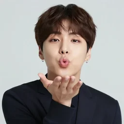 Jin from BTS sending a kiss to the camera, digital art