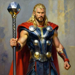 thor with mjollnir, marvel, artwork by nicholas roerich,