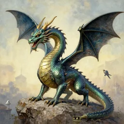 a dragon made by Zdzislaw Beksinski