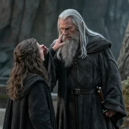 movie still of gandalf dabbing as he comes to the rescue of helm's deep