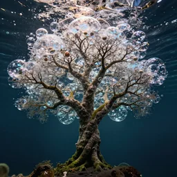 A close-up photo of tree made out of bubbles underwater National Geographic prizewinning photo