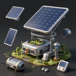 solarpunk Commonly used technological items powered by renewable energy, cgsociety, ArtStation, concept Art