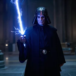 (a cinematic still from return of the jedi!!), palpatine force lightning