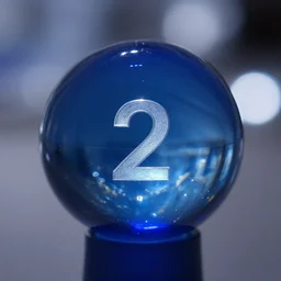 blue glass ball, fresnel, ior 2, 3, bokeh background