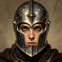 the doomslayer as an eldritch realistic knight, closeup portrait art by donato giancola and greg rutkowski, vintage retro, realistic face, digital art, trending on artstation, eldritch lovecraftian god helmet, symmetry!!