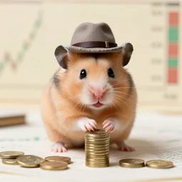 a hamster wearing a hat and investing in the stock market