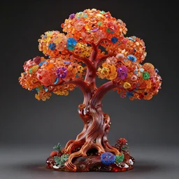 bonzai tree, resin and wire sculpture, 3 d, intricate, detailed, 3 d shading, unreal engine, vibrant, full, colorful, award winning, product lighting