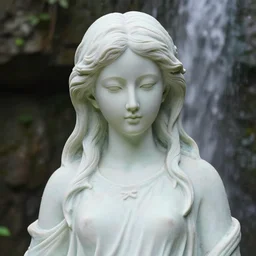 a statue with waterfall hair
