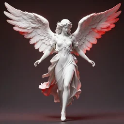 3 d model, high definition, biblically acurate angel, highly detailed, white, feathers, red, heavenly, dynamic lighting, realistic.