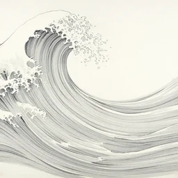 thin long continuous lines form ocean wave, chinese ink brush, yukio - e, kilian eng, victo ngai, josan gonzalez
