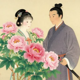 chinese peonies by greg rutkowski and james gurney.