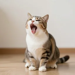 an cat screaming at the house