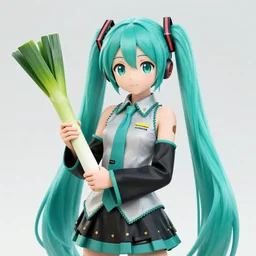 hatsune miku holding leeks, 3 d render, trending on artstation