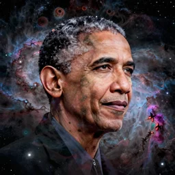 a nebula that looks like obama, high quality, image by hubble space telescope, 4k, colorful, space photography