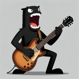 concept art of a black mouth cur playing guitar