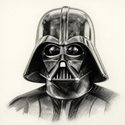 beautiful pencil sketch portrait of Darth Vader by H. R. Giger; realistic-lighting