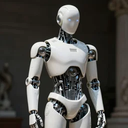 'futuristic white ceramic humanoid robot male'