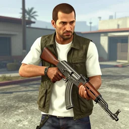 a real life trevor from gta 5 with an ak47 gun