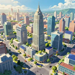 downtown Solarpunk utopia, open city, clean streets, sharp and clear colors, optimistic, by studio ghibli and robert mccall