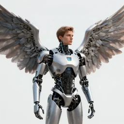 photorealistic illustration of a man with robotic wings, 4K, coherent like Dall-E 2