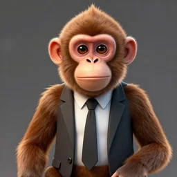 portrait of a business monkey, super detailed, hyper realism, sharp focus, stylized, boxart, octane, medium shot