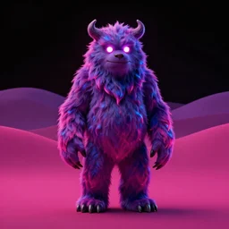 3 d model of a evil fur monster with glowing eyes by alexander jansson : 1 | centered, spectral color, electric color, rolling hills : 0. 9 | fantasy : 0. 9 | magenta foreground, black background, matte background : 0. 7 | by jim henson and dave melvin : 0. 4 | unreal engine, deviantart, artstation, octane, finalrender, concept art, hd, 8 k resolution : 0. 8