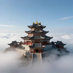 a temple in the clouds, depth of field, wide perspective by greg rutkowski and james gurney