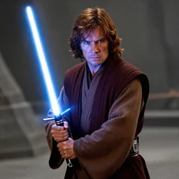 Charles Dance as Obi-Wan Kenobi wielding a lightsaber in the film Star Wars