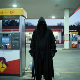 cctv footage of the grim reaper inside of a gas station