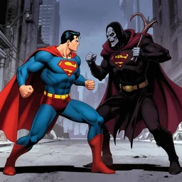 super man fighting grim reaper