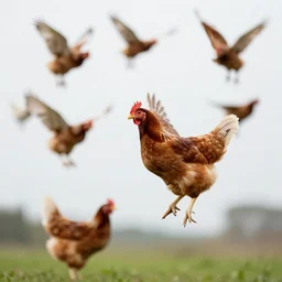 chickens fly in the sky