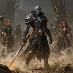 muchot dustblaze the dark elf, highly detailed, d & d, fantasy, highly detailed, digital painting, trending on artstation, concept art, sharp focus, illustration, global illumination, ray tracing, realistic shaded, art by artgerm and greg rutkowski and fuji choko and viktoria gavrilenko and hoang lap