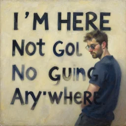i'm here, not going anywhere. oil painting, by jean giraud ross tran