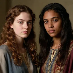 beautiful young women scholars of Thebes Jeff Easley and Michelangelo, fantastic reality, detailed and beautiful faces, dramatic lighting, establishing shot, 8k resolution – W 1024