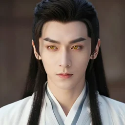 a portrait of a young handsome Chinese prince, long black hair, golden eyes, elegant, intricate, backlit, incredible lighting, strong rim light, subsurface scattering, epic beautiful landscape, cherry trees, highly detailed, god rays, digital painting, by Heise Jinyao, Heise-Lian Yan Fang, Feimo, Rossdraws, HDRI, vivid colors, high contrast, 8k resolution, photorealistic