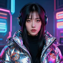 detailed portrait neon operator woman, cyberpunk futuristic neon, reflective puffy coat, decorated with traditional japanese ornaments by ismail inceoglu dragan bibin hans thoma greg rutkowski alexandros pyromallis nekro rene maritte illustrated, perfect face, fine details, realistic shaded, fine - face, pretty face