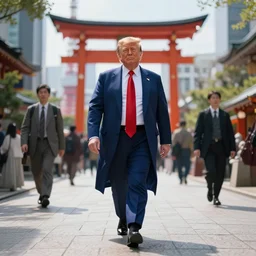 donald trump is walking through tokyo, an epic fantasy, wide shot, ultrarealistic, detailed, ( ( ( depth of field ) ) ), crisp details, sharp details, photorealism, colorful, cinematic, horizon forbidden west trending on artstation, masterpiece, by greg rutkowski, by ross tran, by fenghua zhong, octane, soft render
