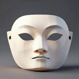 Photograph of a paper mask in the style of low-polygon. 8k, HD, catalog photo