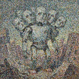 a painting of a robot with 7 heads destroying the city, azimov, picasso