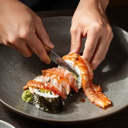 A Hydra being cut up into sushi
