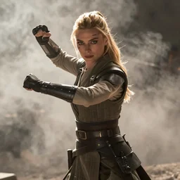 film still of elizabeth debicki as asajj ventress, deep focus, action pose, glamour pose, dramatic lighting, unreal engine, mist, steve mccurry, cinematic composition, volumetric lighting