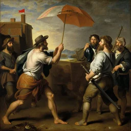 dutch farmers fighting politicians, oil painting renaissance, masterpiece