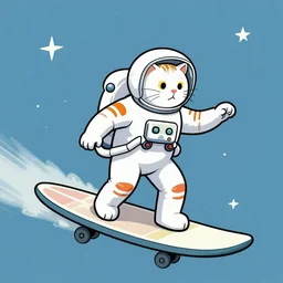 a cat astronaut riding a space surf board by Dr. Seuss