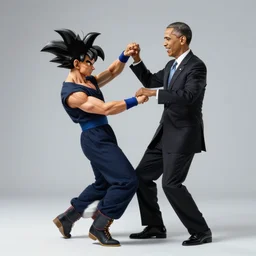 President Barack Obama and President George W. Bush doing the fusion dance from Dragon Ball Z