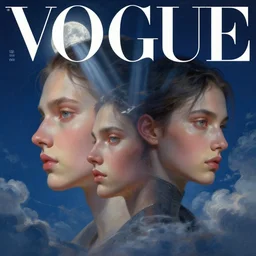 3 d, fashion model face, sci - fi, night, moon rays, cinematic, clouds, vogue cover style, blue mood, realistic painting, intricate oil painting, high detail illustration, figurative art, multiple exposure, poster art, 3 d, by tooth wu and wlop and beeple and greg rutkowski