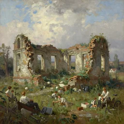 overgrown ruins, extremely detailed oil painting, sargent and leyendecker, savrasov levitan polenov, bruce pennington, tim hildebrandt, digital art, landscape painting, trending on artstation, masterpiece